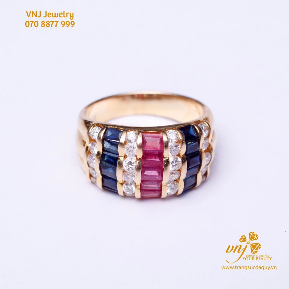 Nhẫn Unisex Kim Cuơng Mix Ruby Sapphire Mn41 (5)