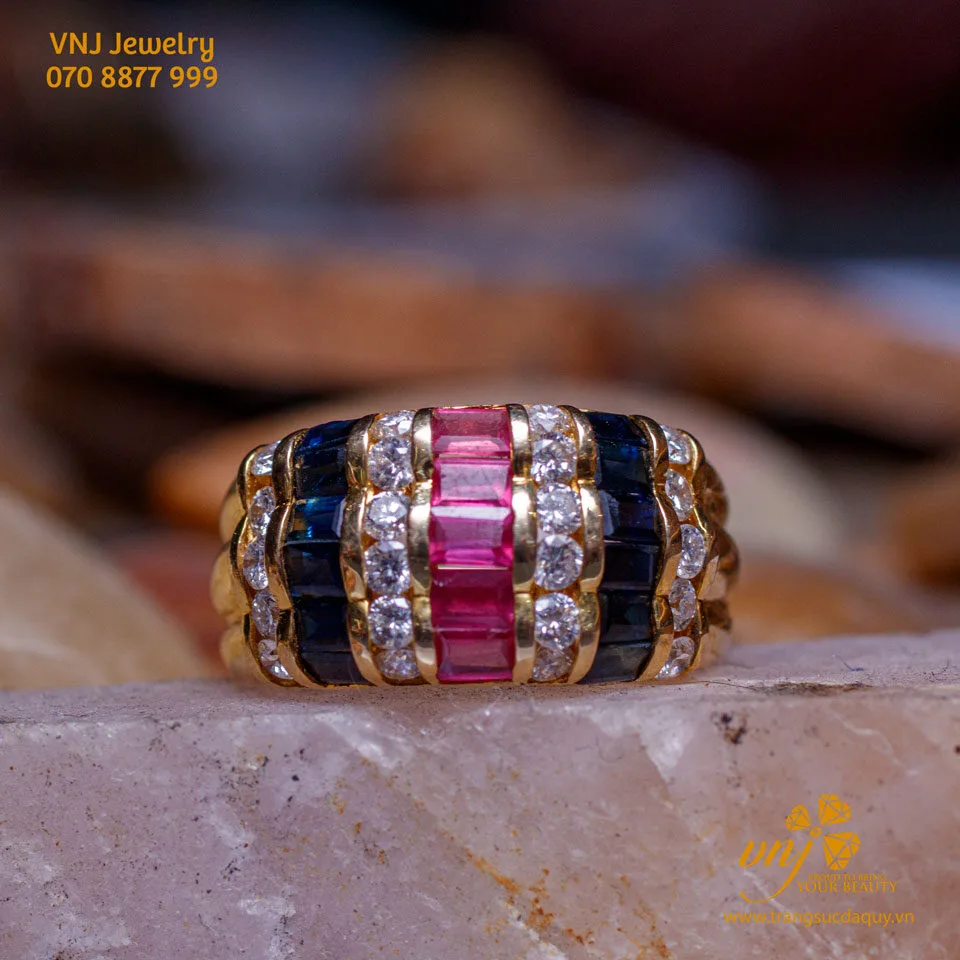 Nhẫn Unisex Kim Cuơng Mix Ruby Sapphire Mn41 (6)
