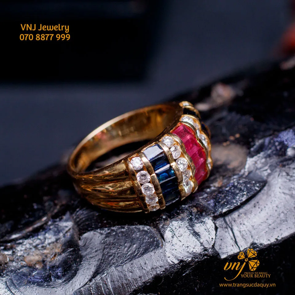 Nhẫn Unisex Kim Cuơng Mix Ruby Sapphire Mn41 (7)