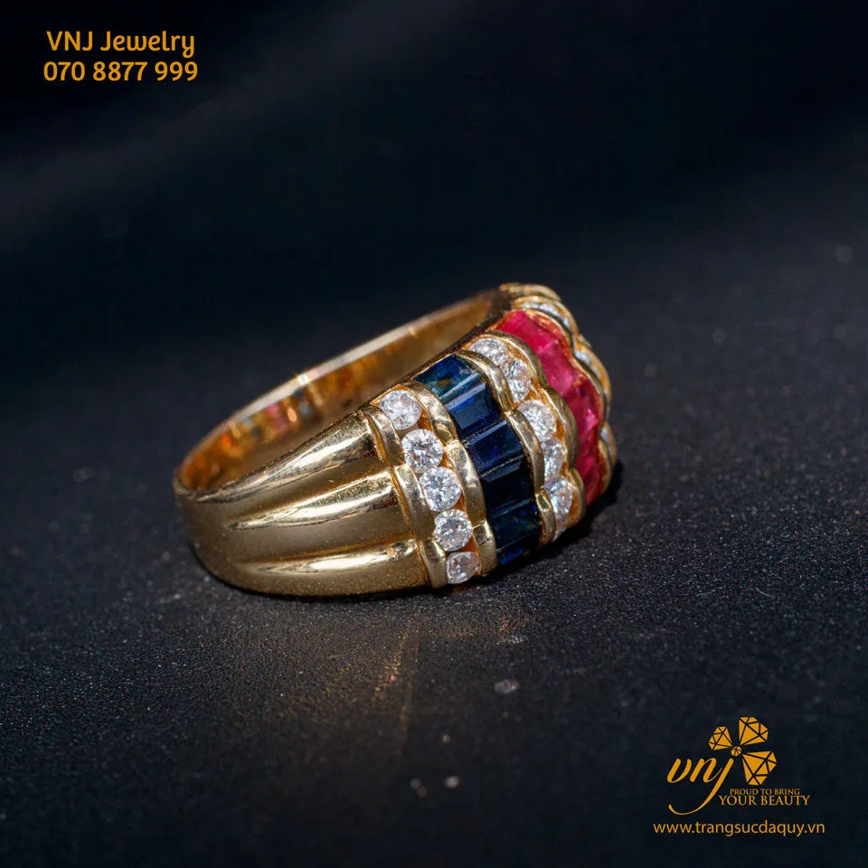 Nhẫn Unisex Kim Cuơng Mix Ruby Sapphire Mn41 (8)