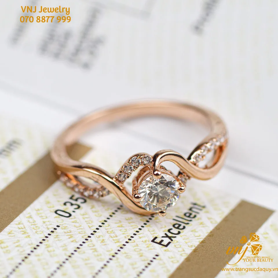 Nhẫn Vàng Hồng Kim Cương Thiên Nhiên Nw14