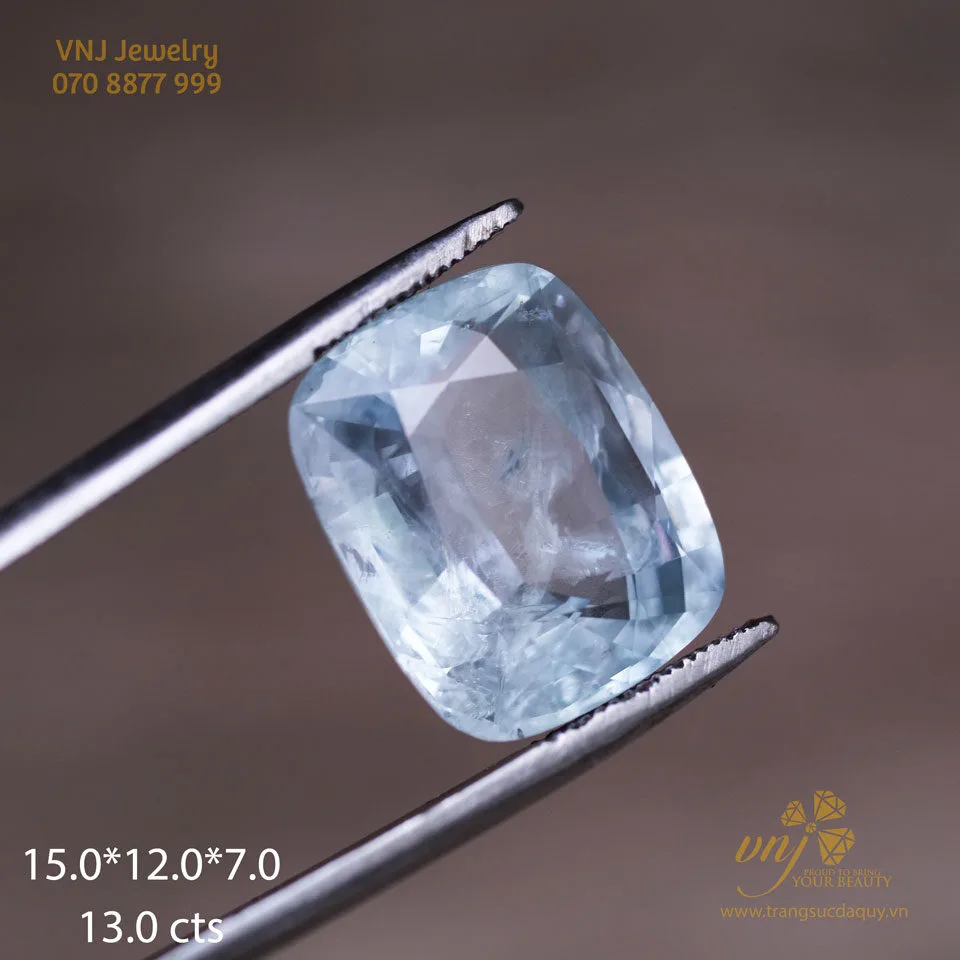 Sapphire Thiên Nhiên Trong Suốt Màu Aqua - 15.0*12.0*7.0