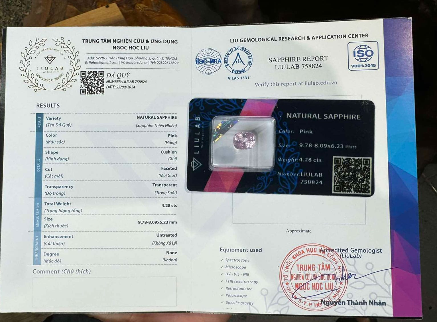 Sapphire Trắng Hồng Phấn Thiên Nhiên Vjs45