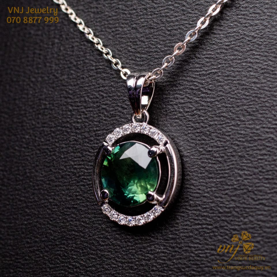mặt dây sapphire xanh lá