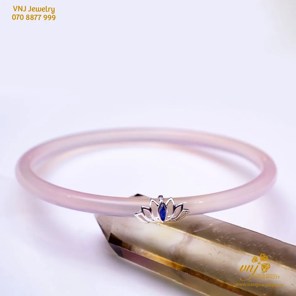 Vòng Tay Chalcedony Bọc Bạc Đính Sapphire Vkmn7 (3)