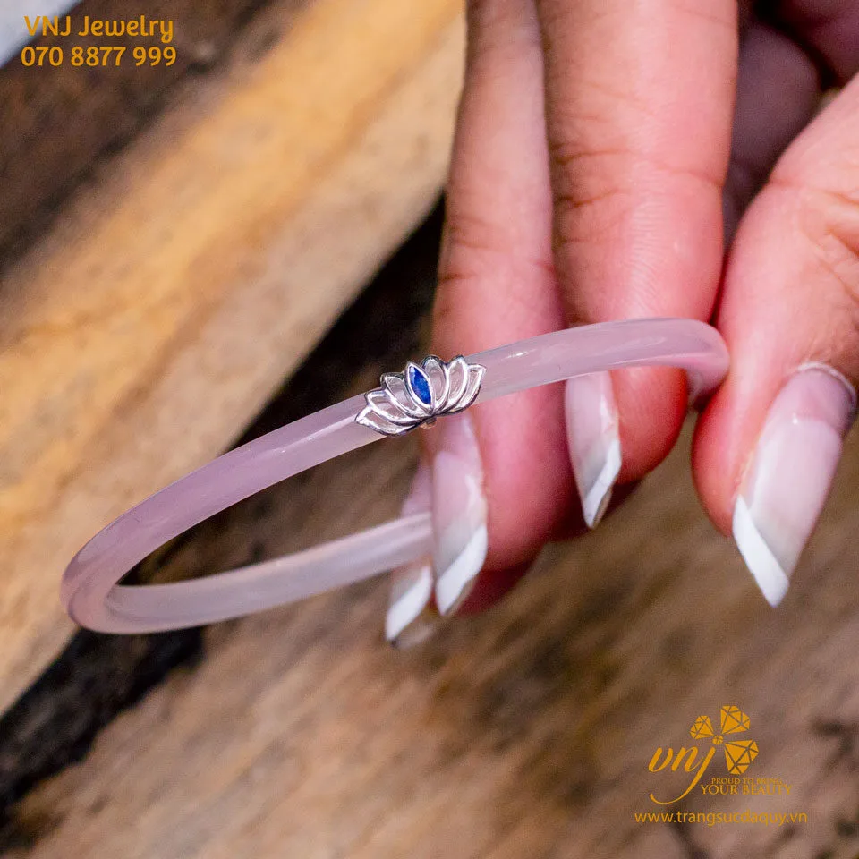 Vòng Tay Chalcedony Bọc Bạc Đính Sapphire Vkmn7 (4)