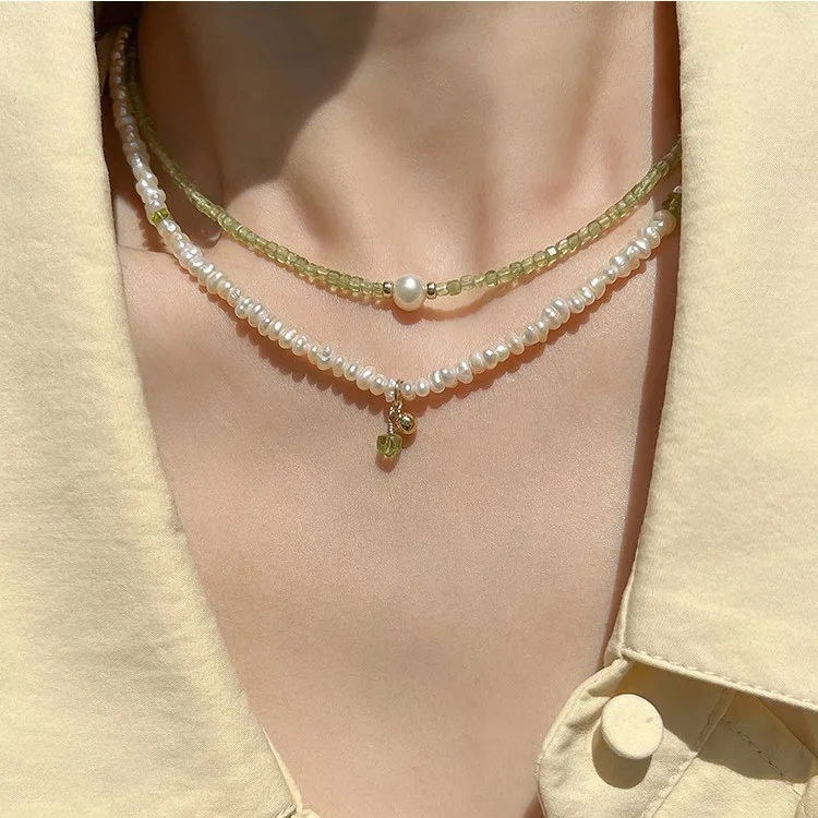 Chuỗi Ngọc Trai Mix Peridot Thiên Nhiên Vcnt5