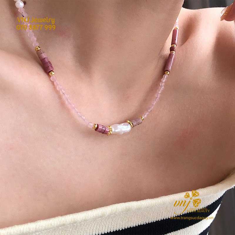 Chuỗi Ngọc Trai Mix Thạch Anh Hồng Vctn6