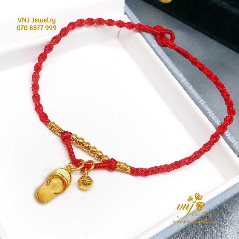 Lắc Chân Chỉ Đỏ May Măn Vàng 24K VTG3