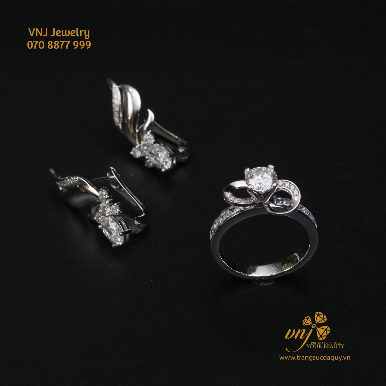 Bộ Trang Sức Kim Cương Trắng BKC1 - Ảnh 4