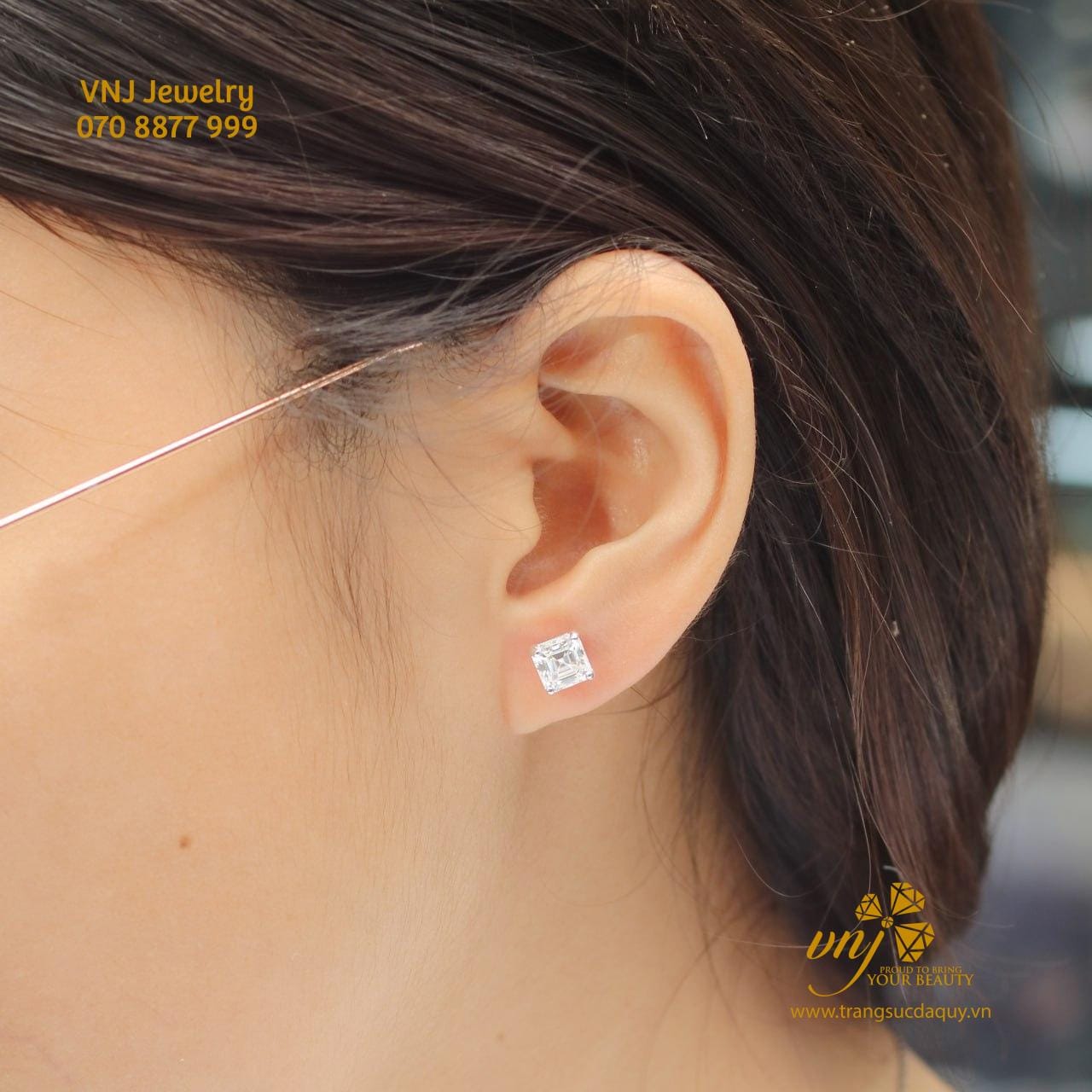 Bông Tai Kim Mặt Cương Vuông BTKC13 - Ảnh 2