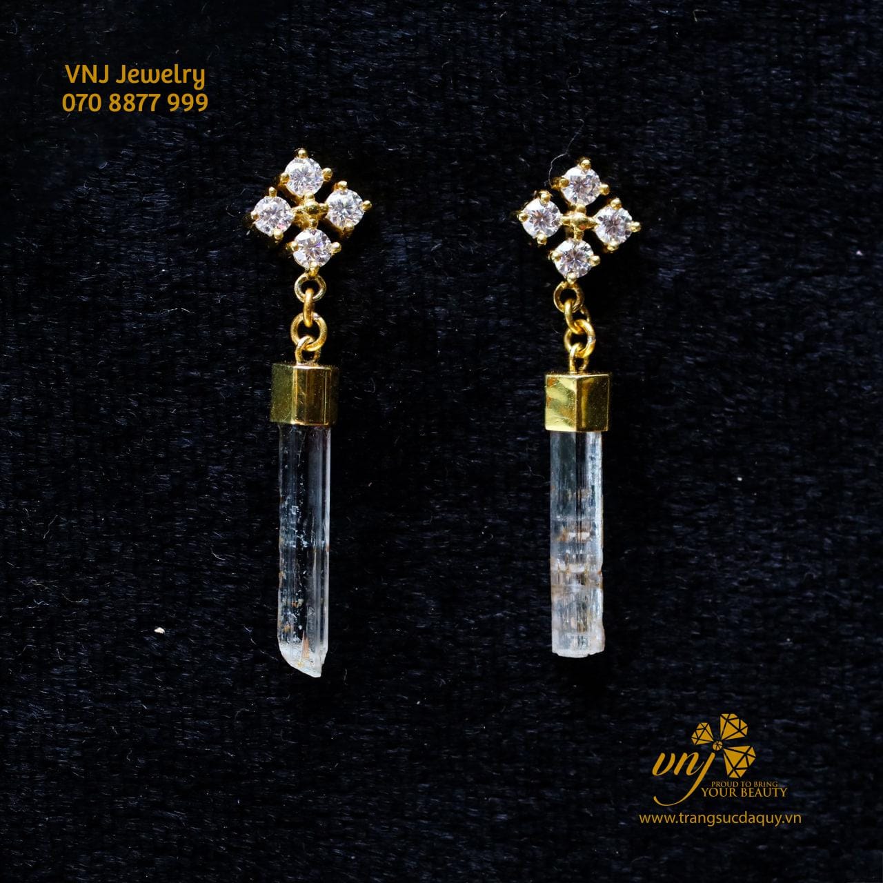 Bông Tai Tinh Thể Aquamarine BTA2
