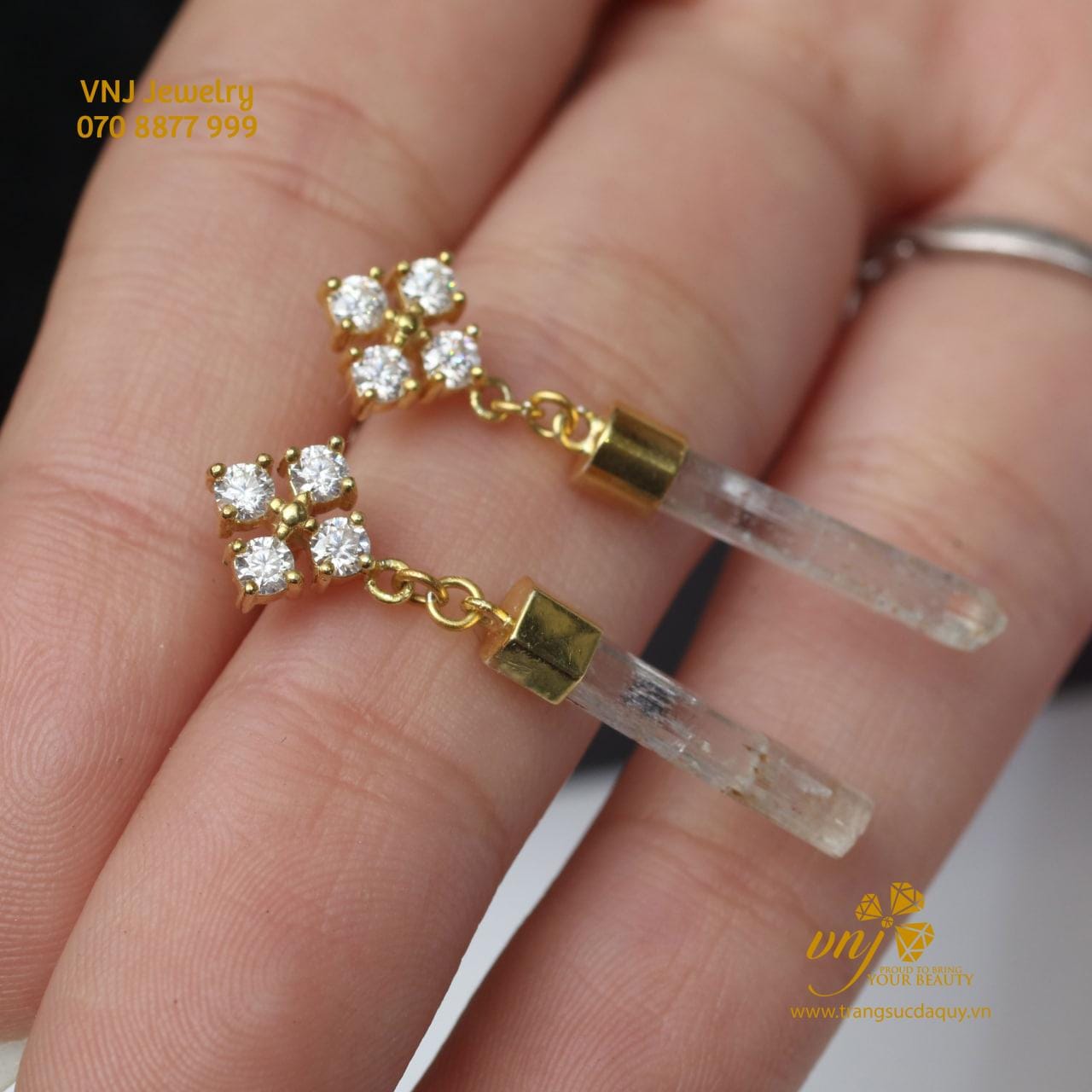 Bông Tai Tinh Thể Aquamarine BTA2 - Ảnh 2