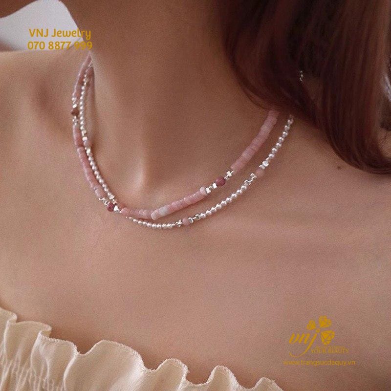 Chuỗi Thạch Anh Hồng Mix Ngọc Trai VCTN8