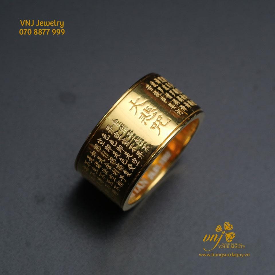 Nhẫn Bát Nhã Tâm Kinh Vàng Bạc - Chữ Phạn - Chữ Hán NM63