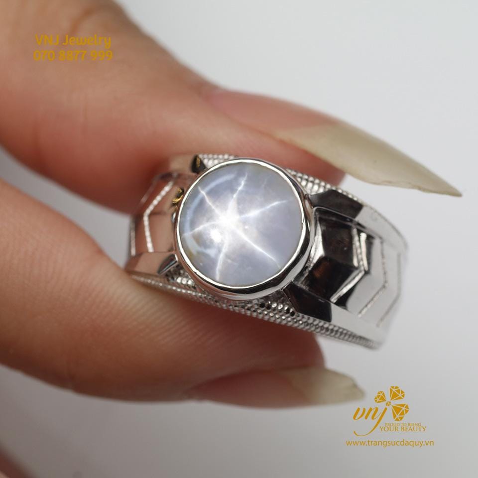 Nhẫn Sapphire Sao Trắng NM64