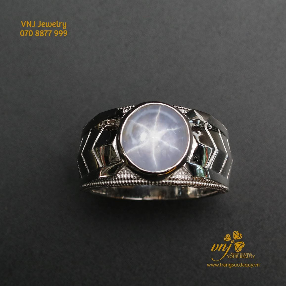 Nhẫn Sapphire Sao Trắng NM64