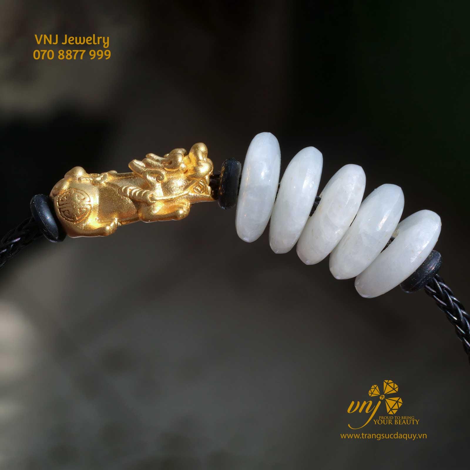 Vòng Tay Tỳ Hưu Vàng 24K Mix Đồng Điếu Cẩm Thạch VTG4 - Ảnh 4