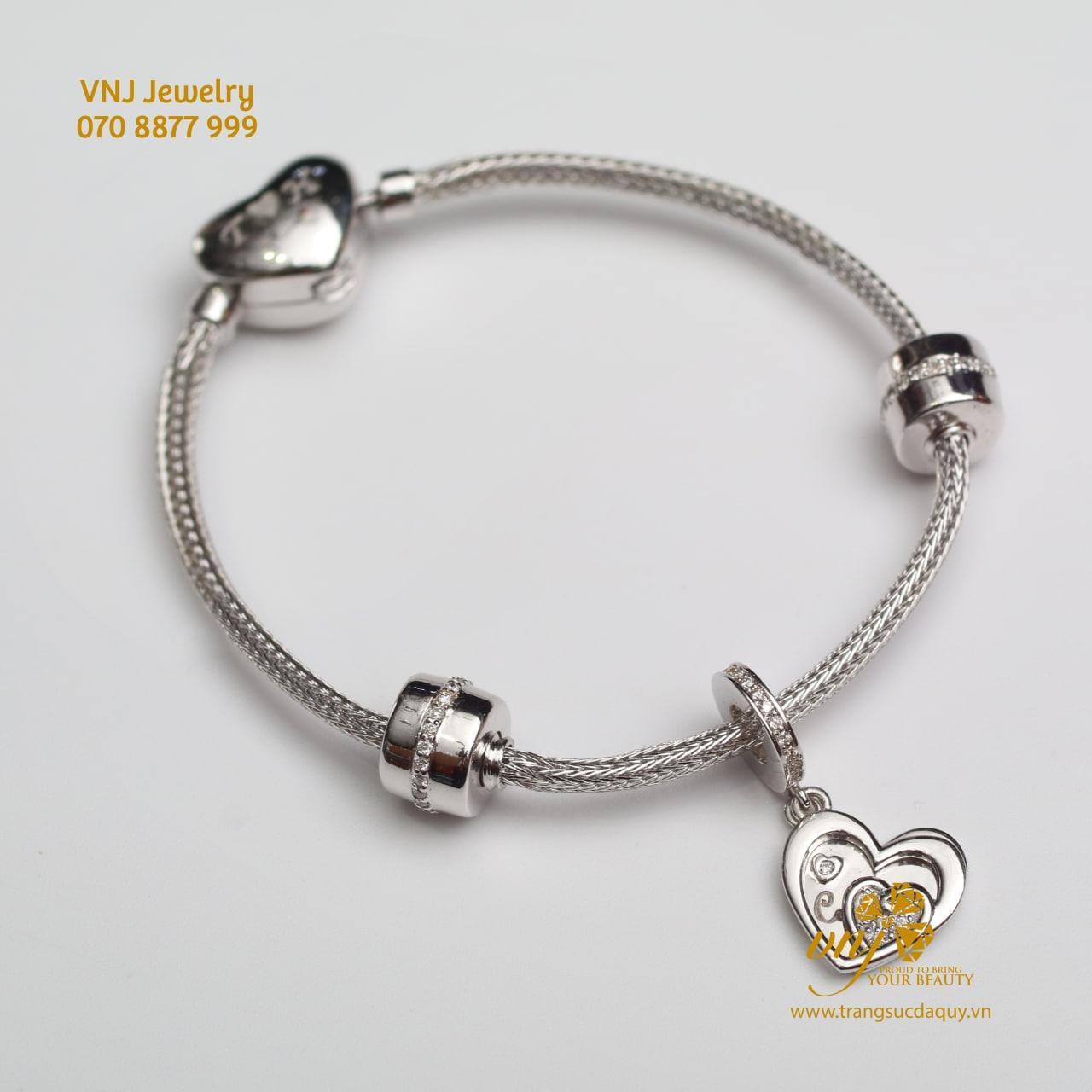 Vòng Charm Vàng Trắng 18K LTG3 - Ảnh 2