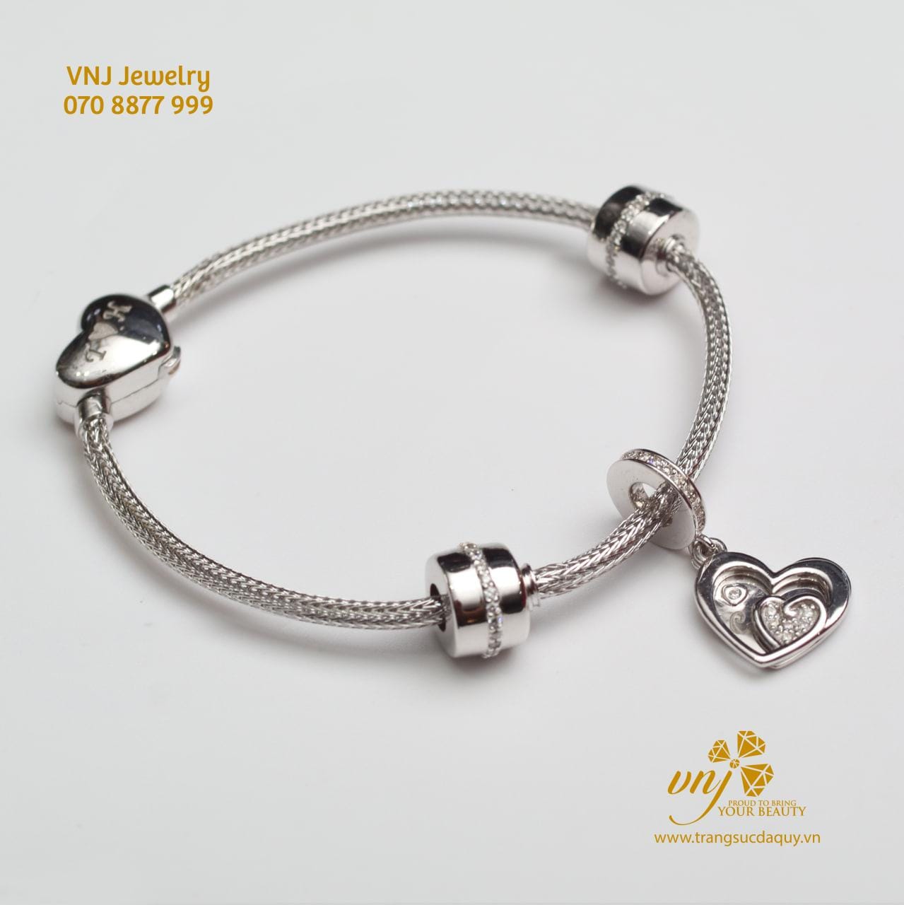 Vòng Charm Vàng Trắng 18K LTG3