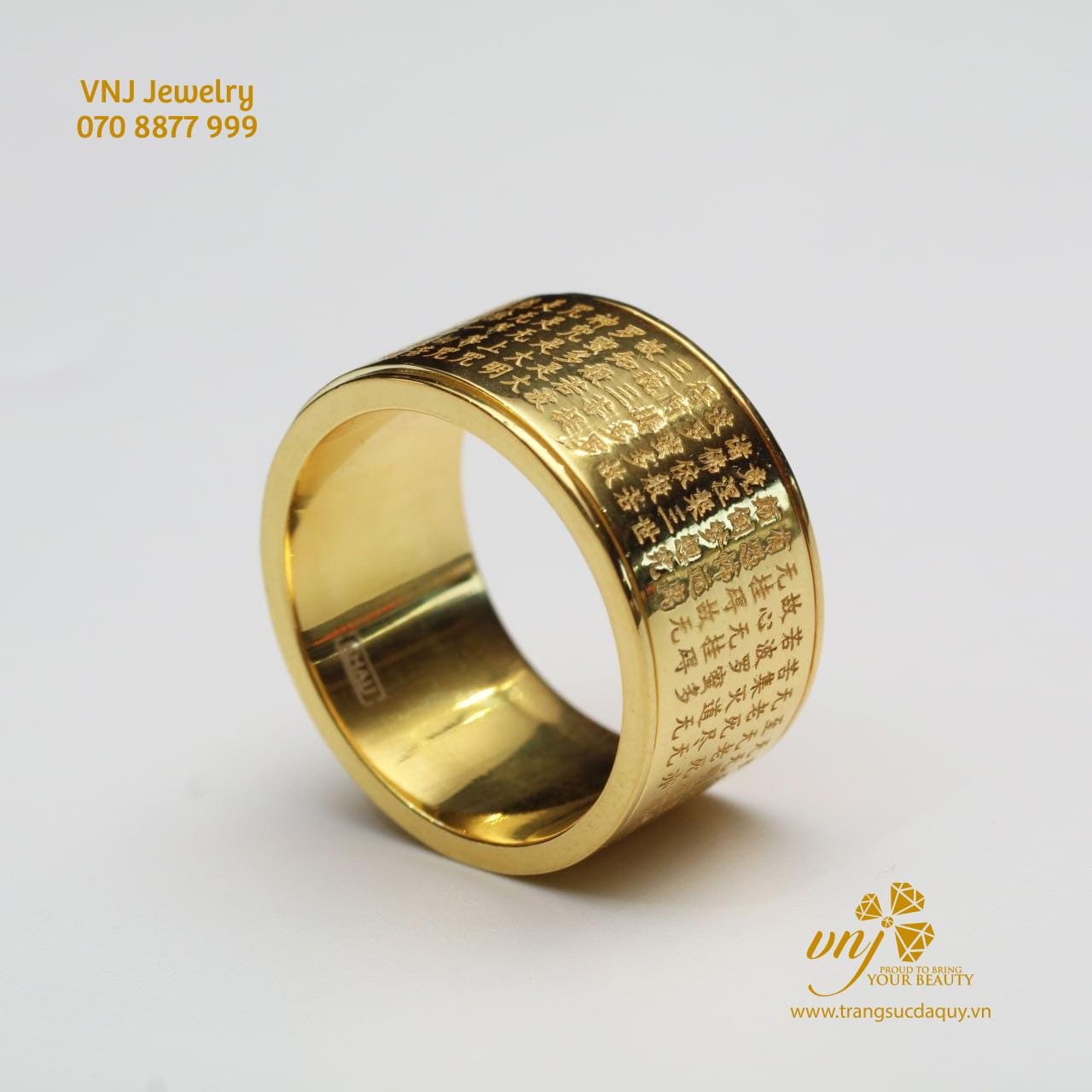 Nhẫn Bát Nhã Tâm Kinh Vàng Bạc - Chữ Phạn - Chữ Hán