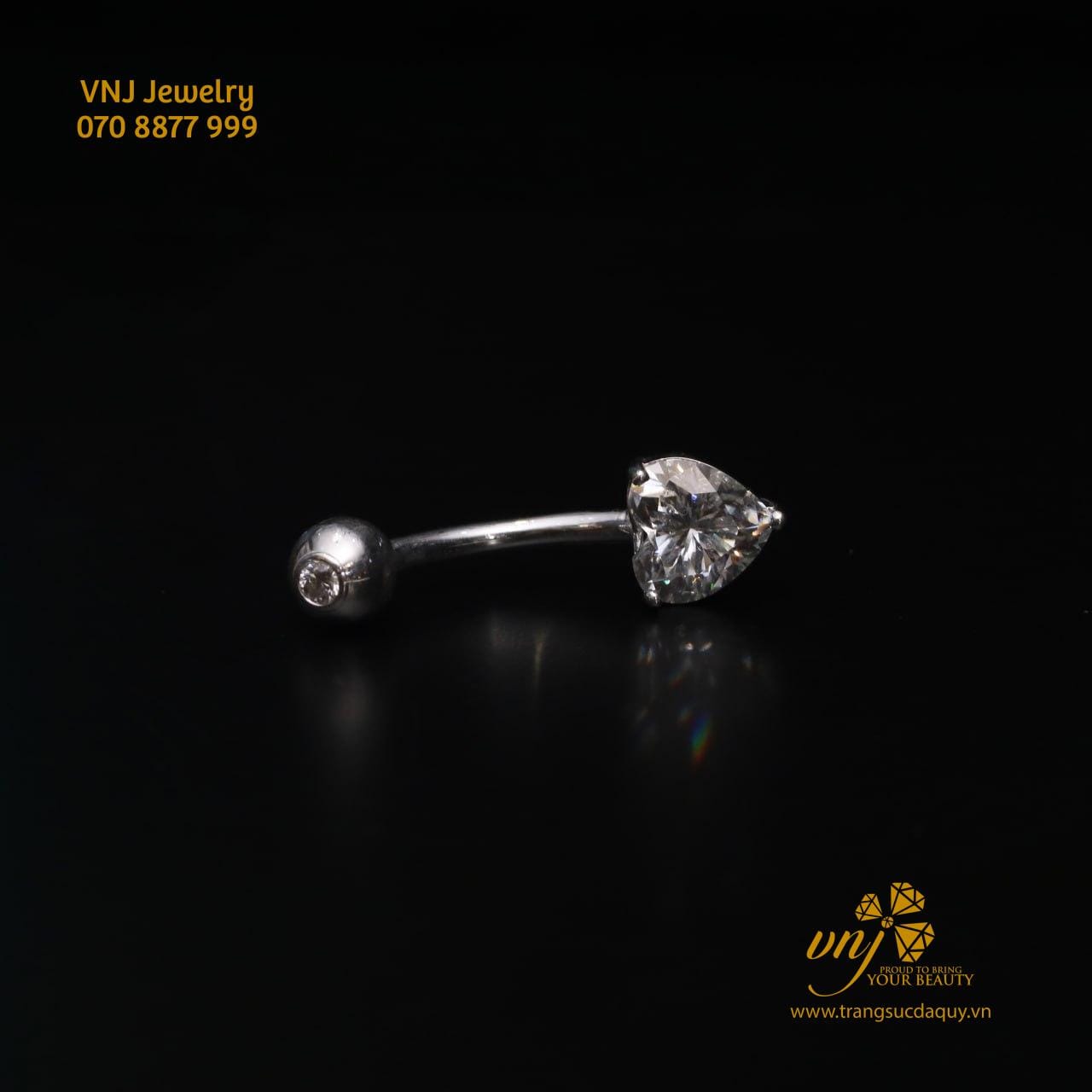 Khuyên Rốn Trái Tim Moissanite NP14