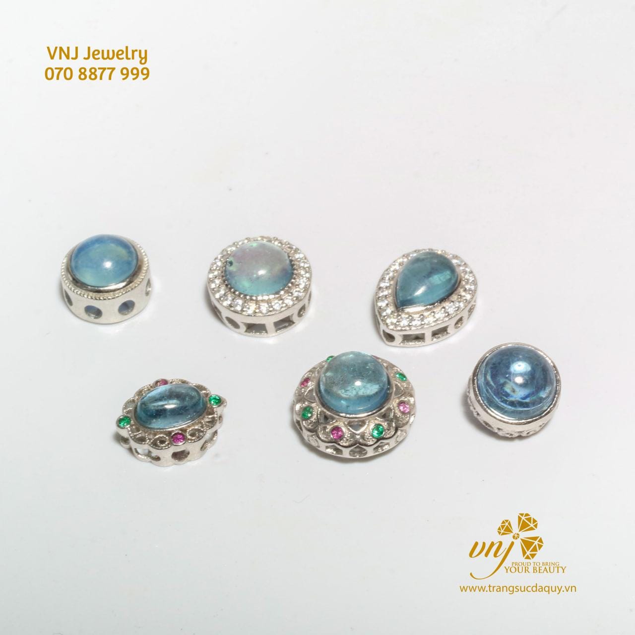 Charm Đá Aquamarine Thiên Nhiên CDA4