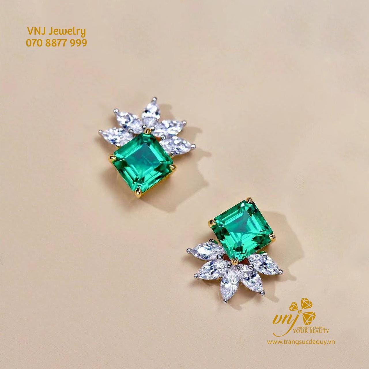 Bông Tai Emerald Thiên Nhiên BTE4 (2)