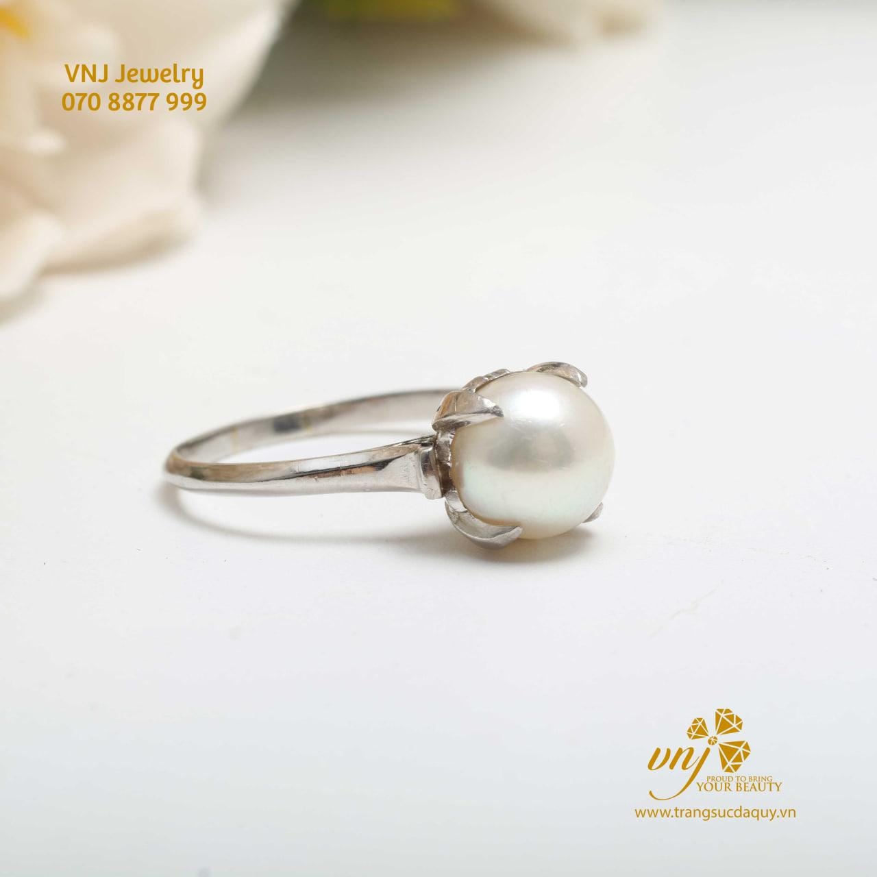 Nhẫn Ngọc Trai Bạch Kim NWNT6