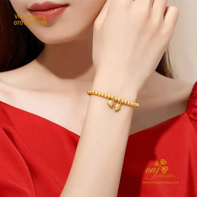 Vòng Tay Chuỗi Hạt Sen Vàng 24K