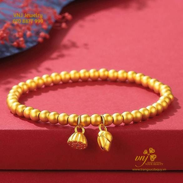 Vòng Tay Chuỗi Hạt Sen Vàng 24K