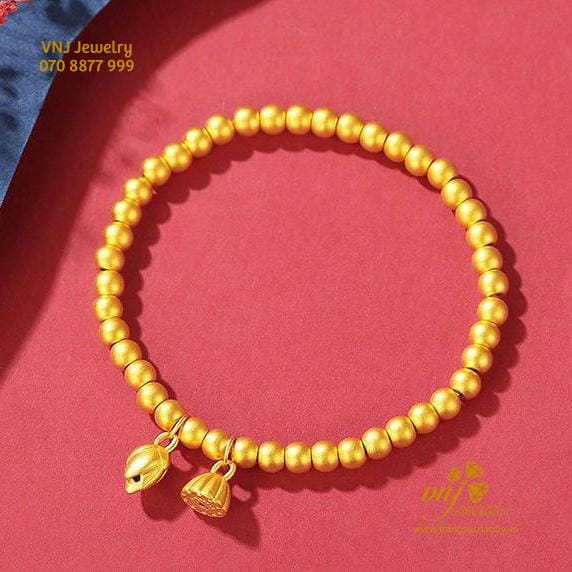 Vòng Tay Chuỗi Hạt Sen Vàng 24K