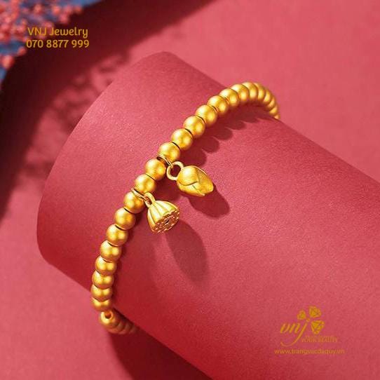 Vòng Tay Chuỗi Hạt Sen Vàng 24K
