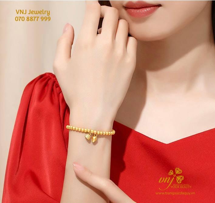 Vòng Tay Chuỗi Hạt Sen Vàng 24K