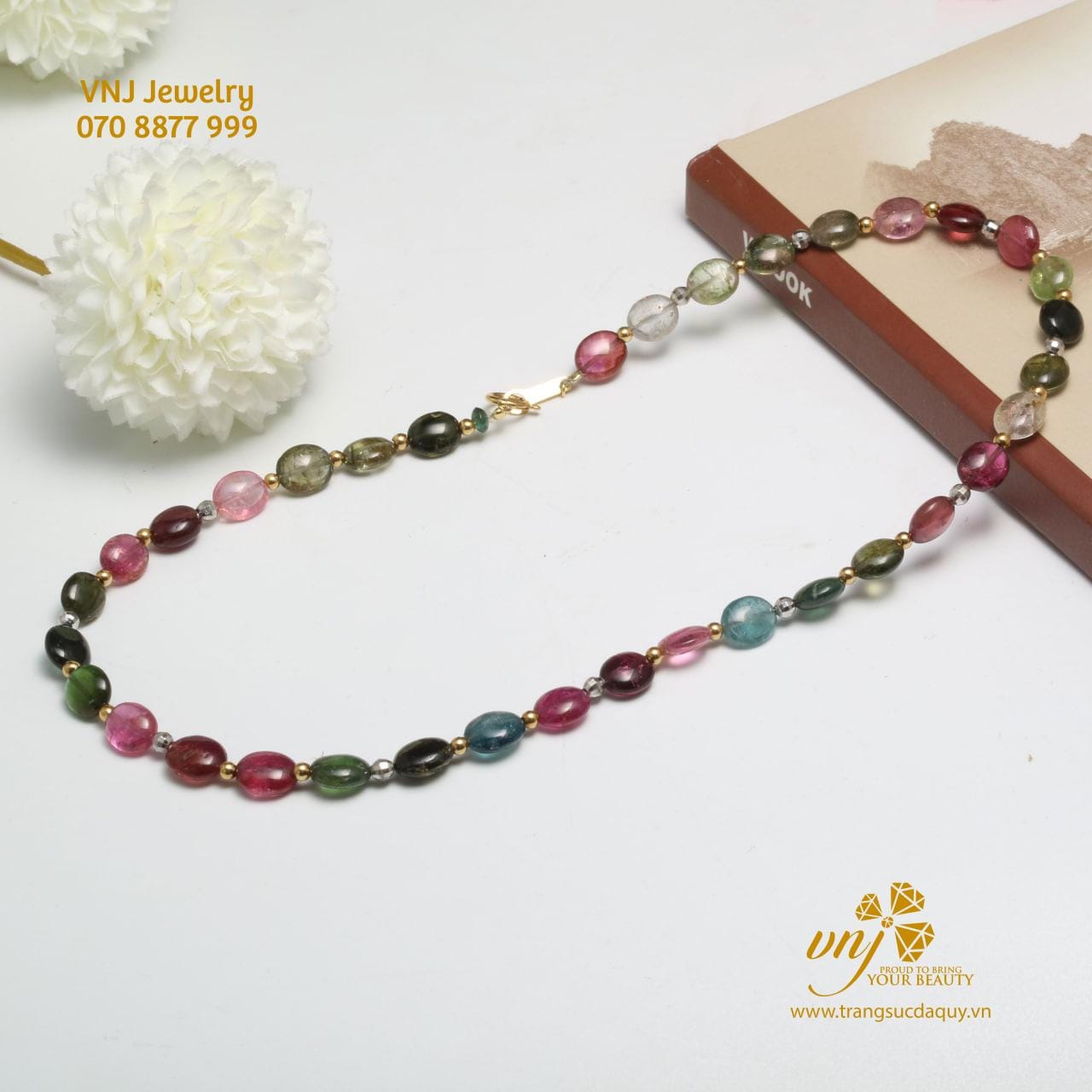 Vòng Tourmaline Mix Charm Vàng VCM11