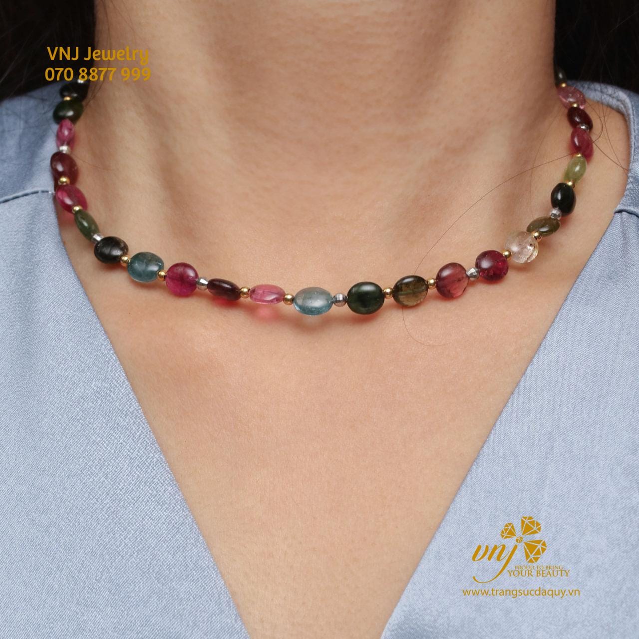 Vòng Tourmaline Mix Charm Vàng VCM11