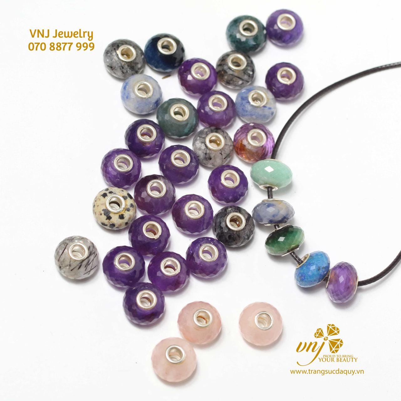 Charm Đá Xuyêm Tâm Thạch Anh Hồng CDQH7 - Ảnh 3