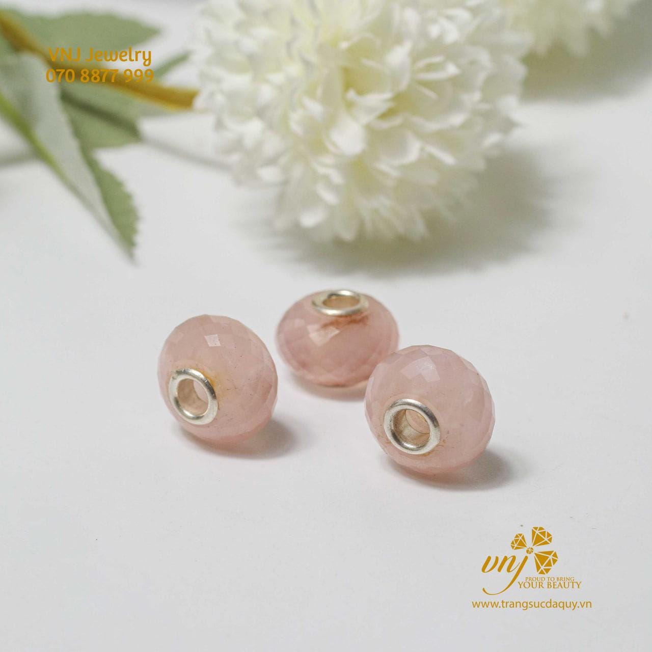 Charm Đá Xuyêm Tâm Thạch Anh Hồng CDQH7 - Ảnh 2