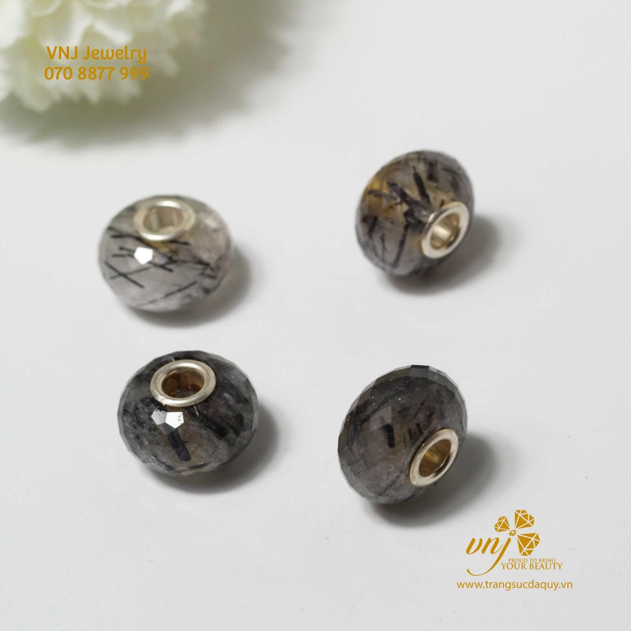 Charm Đá Thạch Anh Tóc Đen Xuyên Tâm CDTD1 - Ảnh 3