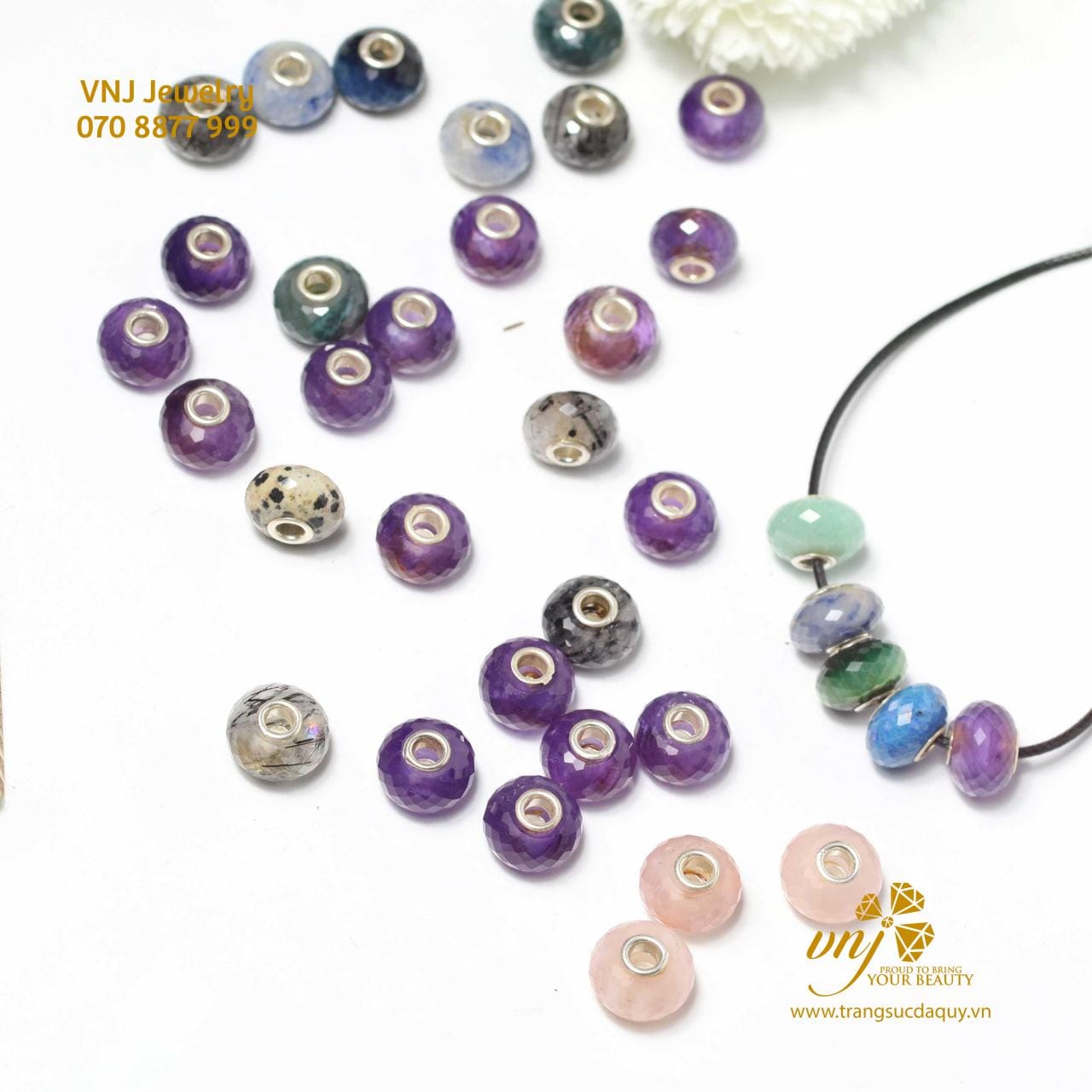 Charm Đá Xuyêm Tâm Thạch Anh Hồng CDQH7 - Ảnh 5
