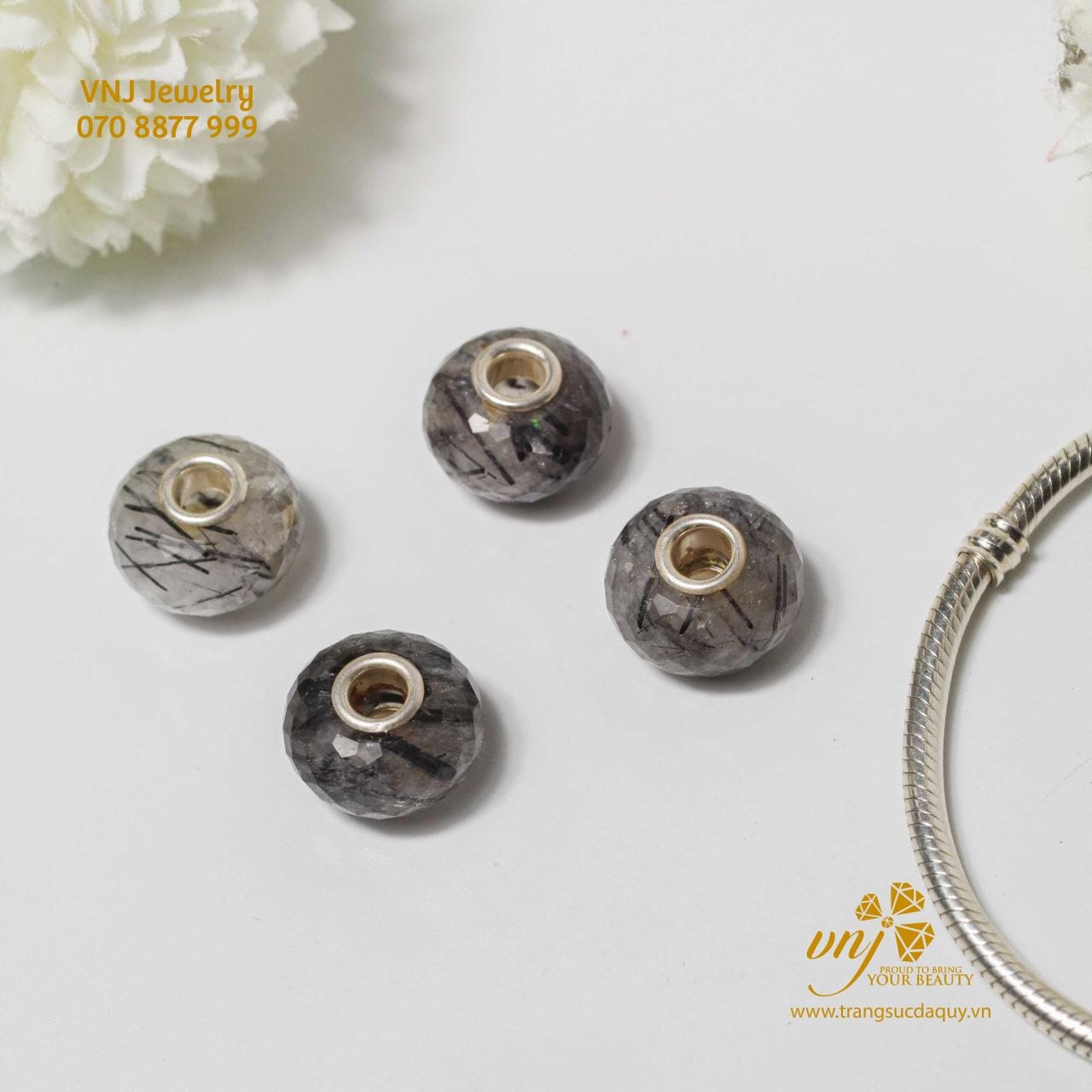 Charm Đá Thạch Anh Tóc Đen Xuyên Tâm CDTD1 - Ảnh 4
