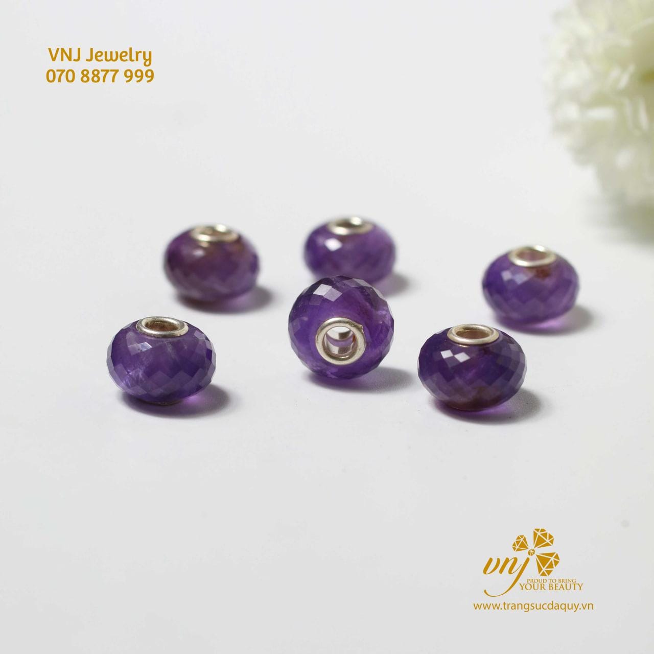 Charm Đá Xuyên Tâm Thạch Anh Tím CDQT2