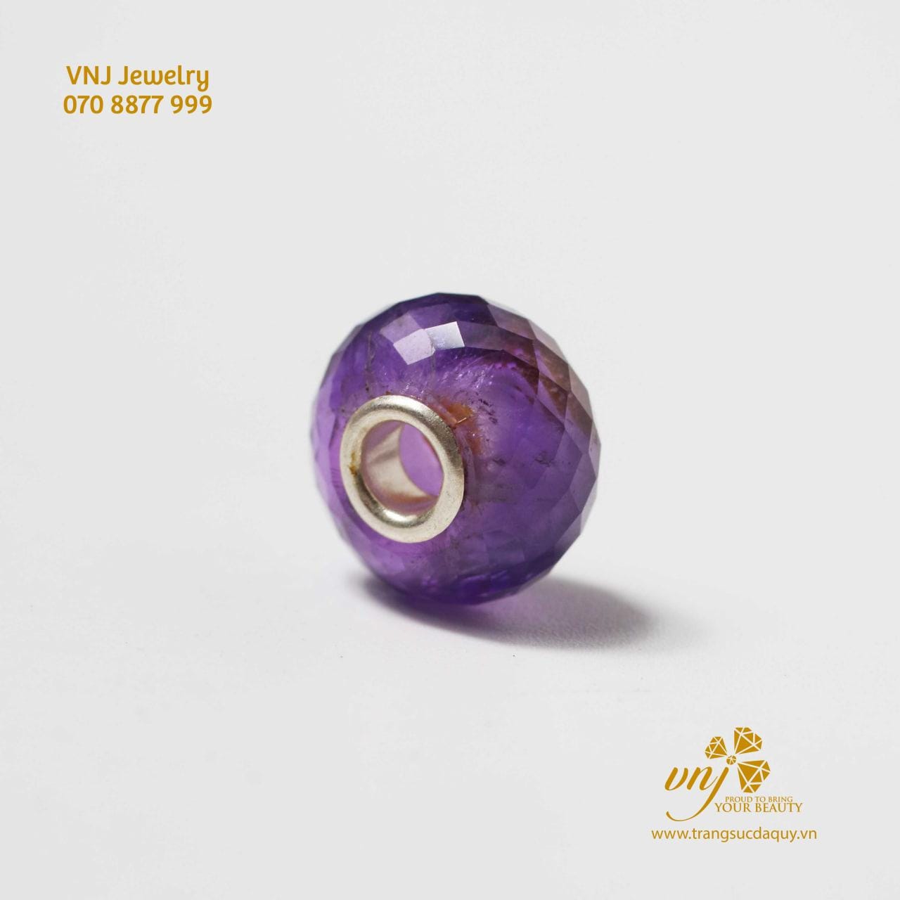 Charm Đá Xuyên Tâm Thạch Anh Tím CDQT2 - Ảnh 2