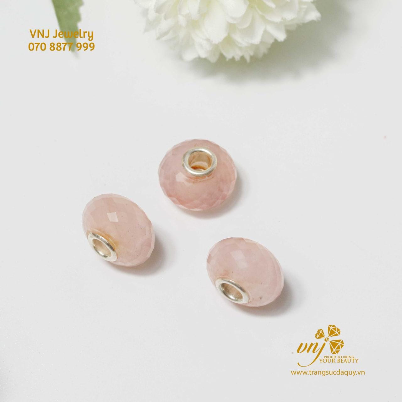 Charm Đá Xuyêm Tâm Thạch Anh Hồng CDQH7