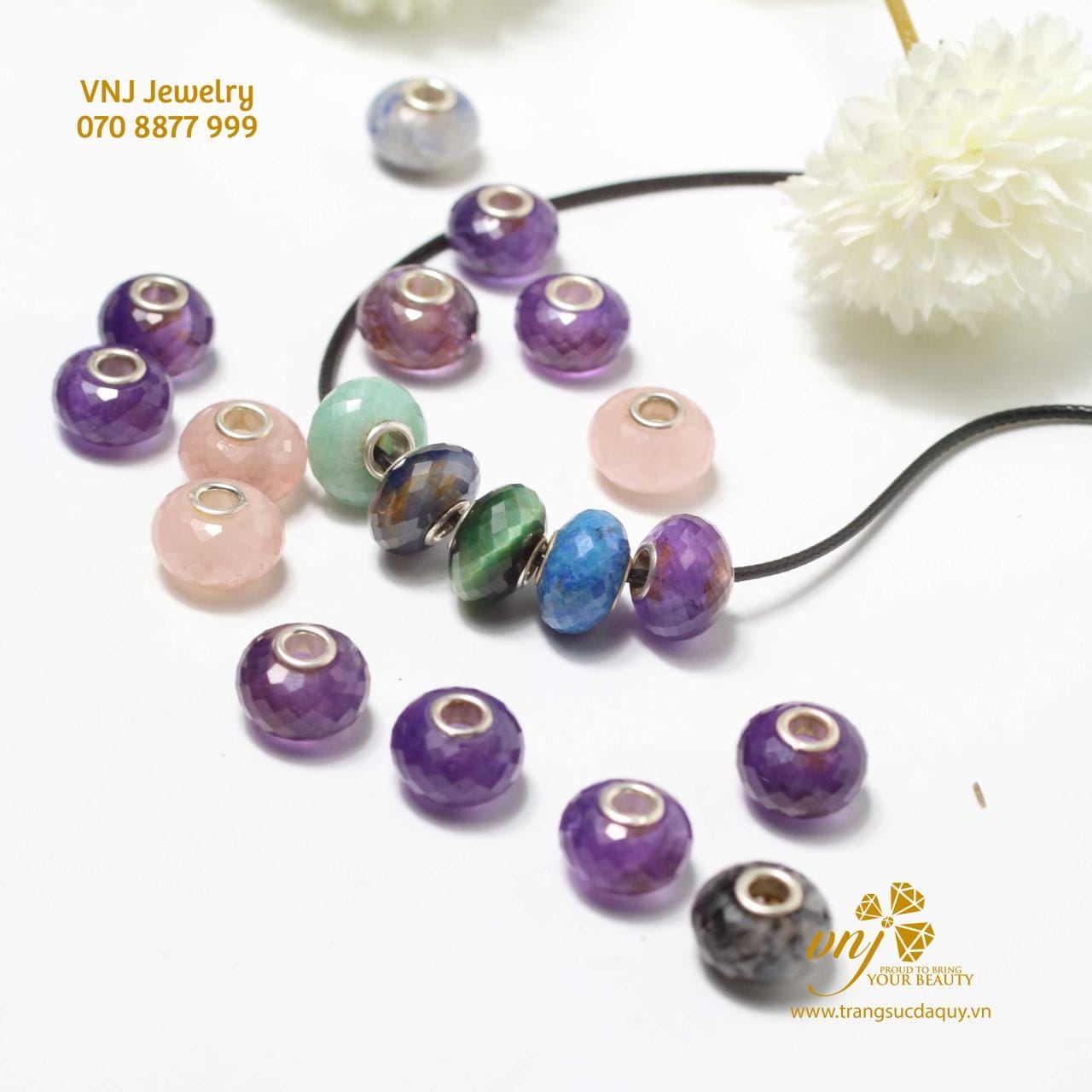 Charm Đá Xuyêm Tâm Thạch Anh Hồng CDQH7 - Ảnh 6
