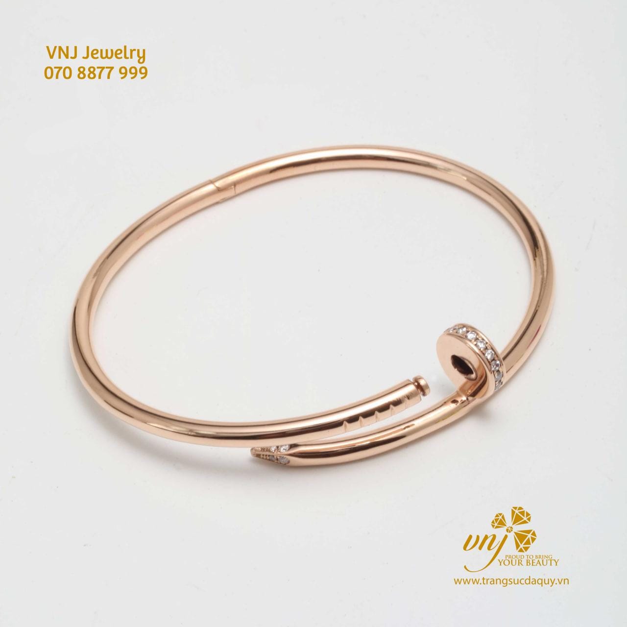 Vòng Tay Đinh Kim Cương Vàng Hồng 18K LTD5