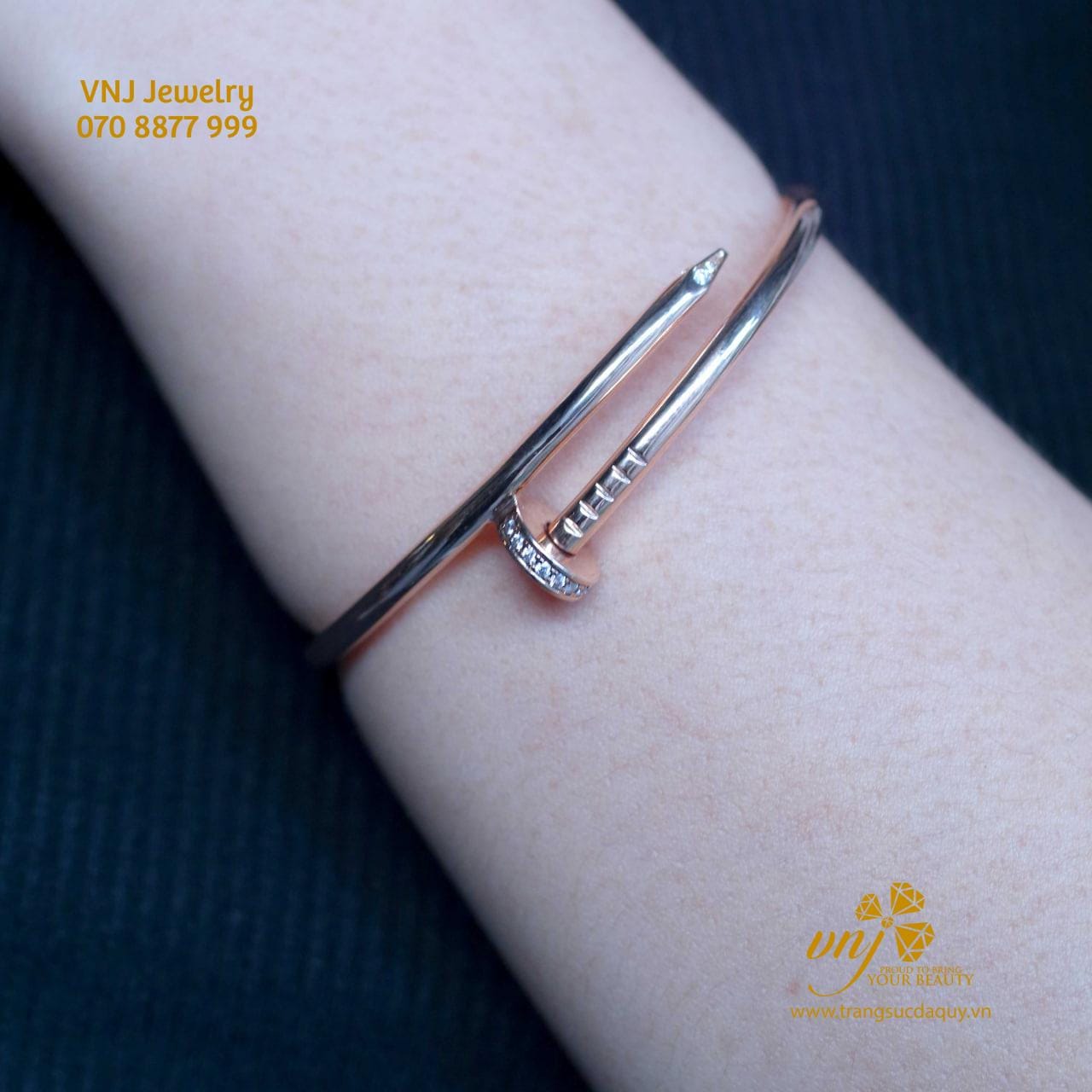 Vòng Tay Đinh Kim Cương Vàng Hồng 18K LTD5