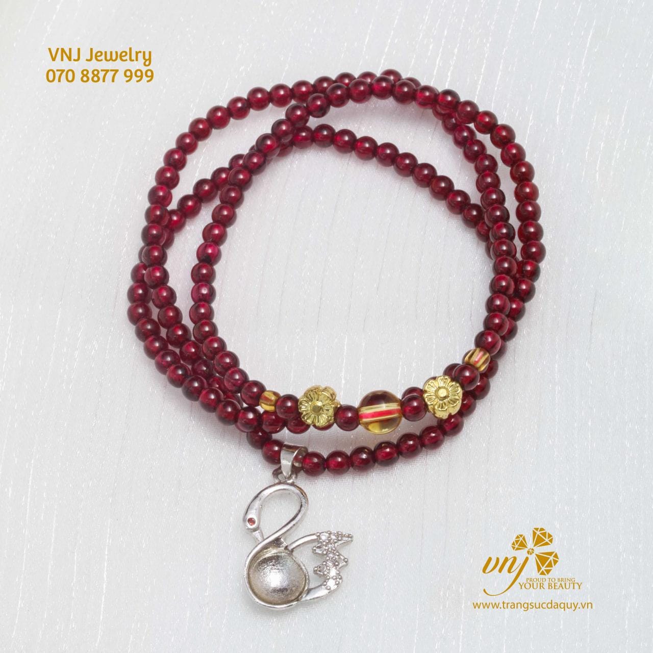 Chuỗi Vòng Garnet Mix Charm Thiên Nga VCG8 - Ảnh 5