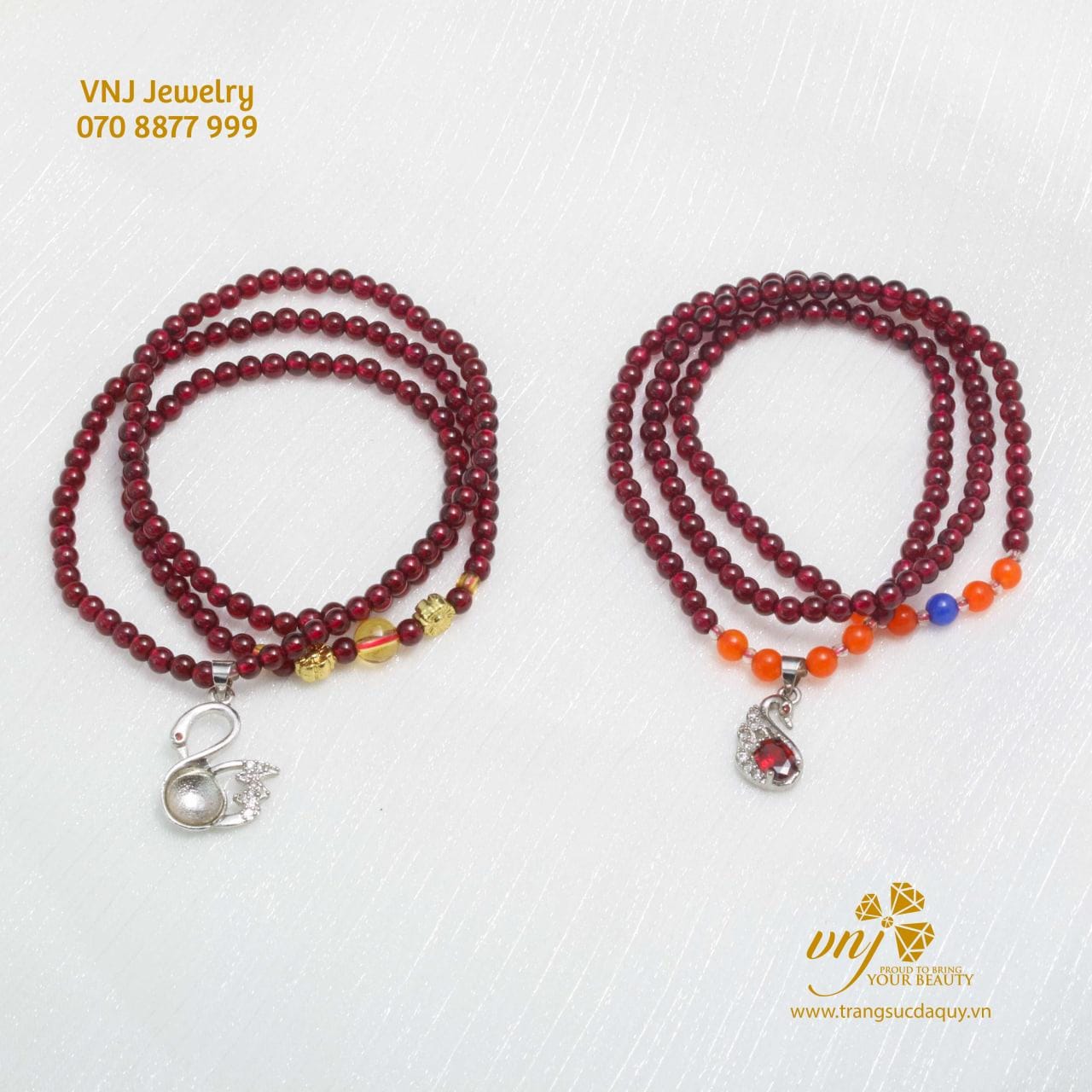 Chuỗi Vòng Garnet Mix Charm Thiên Nga VCG8