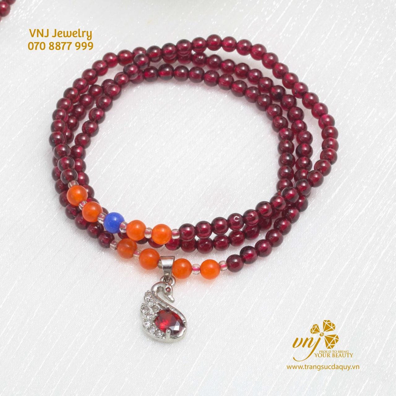 Chuỗi Vòng Garnet Mix Charm Thiên Nga VCG8 - Ảnh 8